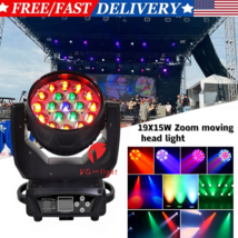 19x15W LED Moving Head Light RGBW Zoom Beam Stage Wash Lighting DJ Party... - $350.71 CAD