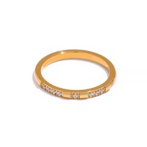 Charm Stainless Steel Minimalist Golden Finger Thin Exquisite Rings PVD Waterpro - £9.04 GBP