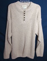 Eddie Bauer Mens Cotton Pullover Sweater Tan Knit Long Sleeve Large Nice - £19.87 GBP