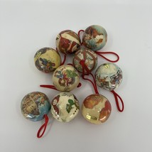 9 pc VTNG RETRO DECOUPAGE Ball Christmas Non-Break Ornaments Classic Cot... - $183.75 MXN