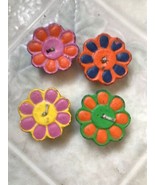 Vtg Four Daisy Hippie Flower Child Style Wax Birthday Candles Cake Topper  - $18.27