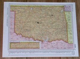 1958 Original Vintage Map Of Oklahoma / Verso Oregon Portland - £15.04 GBP