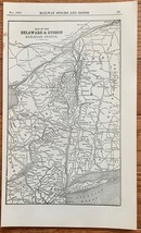 1923 Antique DELAWARE &amp; HUDSON RAILROAD Map Vintage RAILWAY Map - $13.57 CAD
