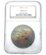 1884-CC $1 Silver Morgan Dollar NGC MS63* Gorgeous Obverse Rainbow Toning! - $4,765.87 CAD