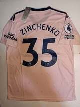 Oleksandr Zinchenko Arsenal FC EPL Stadium Pink Third Soccer Jersey 2022-2023 - £70.79 GBP