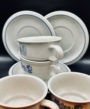 Pfaltzgraff Yorktowne Coffee Cups Saucers Flat Cup Design 8 PC - £18.38 GBP