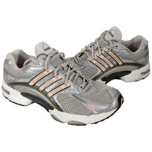 Adidas Womens Adiprene Running Shoes Size 9 Gray and Pink Sneakers Stripes - £35.88 GBP