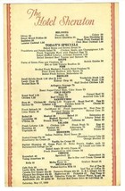 The Hotel Sheraton Menu Boston Massachusetts 1930 Kidney Chops - £37.43 GBP