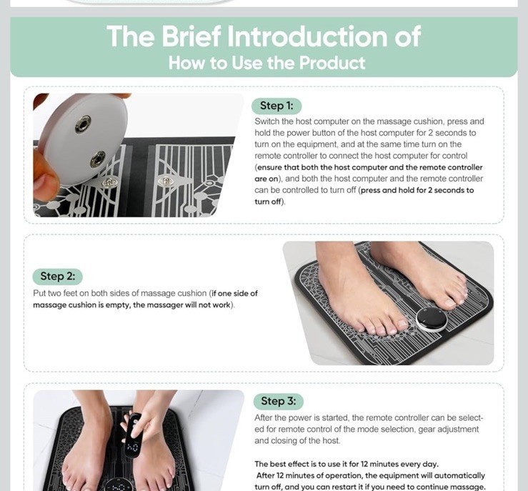 VFU EMS Foot Massager Mat,Foot Stimulator,Improve Circulation,Muscle Relaxati Item image 7