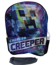 Minecraft Creeper Surreal Novelty Black Graphic 3D Backpack with Pencil Case NEW - £19.78 GBP