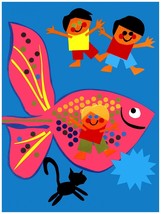 1787.Decoration 18x24 Poster.Home room Interior art design.Children.Pink Fish - £22.12 GBP