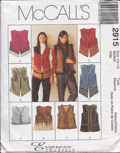 McCall's 2915 Misses' Lined Vest in 3 Lengths - £1.37 GBP