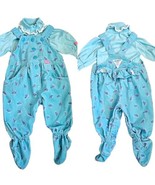 VTG Oshkosh Baby Girl 3 6 Months Blue Corduroy Vestback Bibs Overalls Se... - $72.47