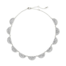 Kate Spade Silver Crystal Mod Scallop Pave Statement Necklace NWT - £66.72 GBP