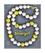 Vintage Painted Glass Necklaces  White/Yellow - $20.56 CAD
