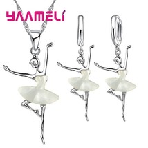 925 Silver Ballet Girls Pendants Necklaces Earrings Set For Girls Party Accessor - £17.68 GBP