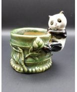 Vintage Panda with Bamboo Ceramic Planter Vase Marked B-614 - £11.31 GBP
