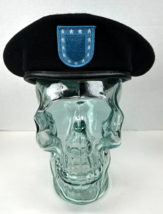 NEW 7 1/4 - Army ASU Black Wool Beret with Blue Patch DSCP Garrison Coll... - $14.75