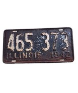 Vintage Illinois 1942 Collectible License Plate 465 373 Original Tag # B... - $19.61