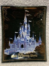 Walt Disney World Cinderella Castle Vintage Souvenir Glass Trinket Dish Tray - £27.76 GBP