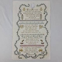 Our Father Embroidery Finished Prayer Sampler Cross Animals Amen Religious Vtg - £38.33 GBP