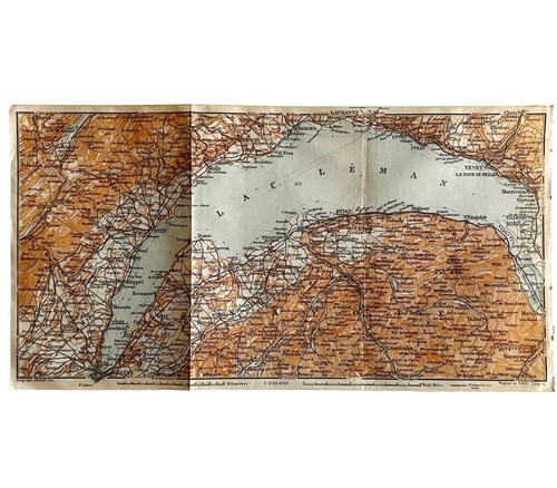 Map Savoie Lac Leman Southern France Rare 1914 Lithograph WW1 Era WHBS Item image 2