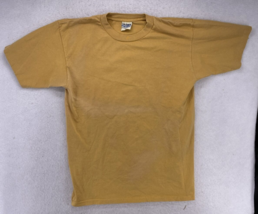 Gildan Yellow Vintage T-Shirt Size Large Blank Canada Made 1990&#39;s - $14.84