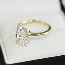 4Ct Künstlicher Diamant Solitaire Verlobungsring 14K Gelbgold Versilbert - £200.49 GBP
