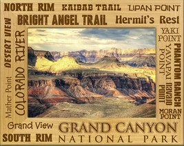 Grand Canyon National Park Points of Interest Engraved Wood Picture Fram... - $29.99