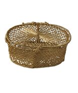 Vintage Woven Basket Lidded Round Trinket Box Natural Fiber Boho Storage 5" - $16.20