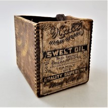 antique HALL&#39;S SWEET OIL wood CRATE portland me quack medicine box label... - £53.67 GBP