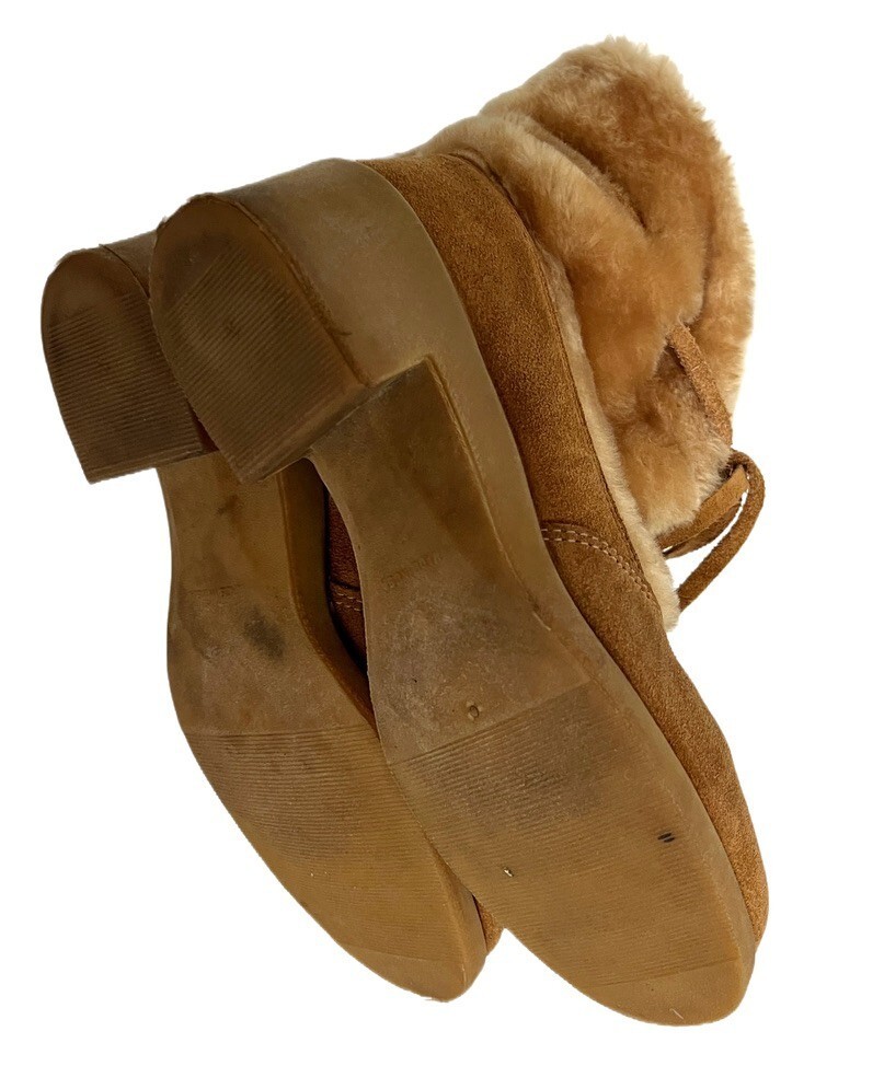 Vintage 70s Womens Snowland Sherpa Boots Size 10 Great shape Thick Crepe Soles Item image 3