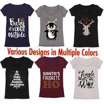 Womens Soft Comfortable Unique Festive Holiday Christmas Graphic Tee Shi... - £15.68 GBP