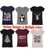 Womens Soft Comfortable Unique Festive Holiday Christmas Graphic Tee Shi... - $27.37 CAD
