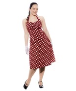 Cotton Halter Neck Dress - Red Polka Dot Rockabilly Sundress- S and XXL ... - £22.18 GBP