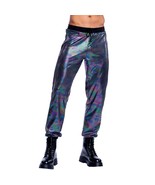 Rainbow Shimmer Camouflage Joggers Pants Elastic Waist Drawstring Black ... - £35.52 GBP