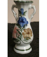Unmarked Porcelain Vase Handles Hand Painted Floral  Centerpiece #31 - $21.24 CAD