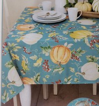 Printed Fabric Spillproof Tablecloth,60&quot;x104&quot; Oblong, Harvest, Pumpkin Fields,Bm - £23.38 GBP