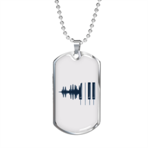 Musician Necklace Sound Waves Piano Necklace Stainless Steel or 18k Gold Dog Ta - £37.33 GBP+