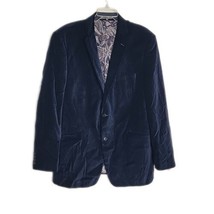 Madison Classy Velour Dark Blue 2 Button Blazer Jacket Sz 44L ~ Lined - $49.49