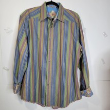 Mens Robert Graham Bold Stripe Multi color Paisley cuffs Long Sleeve Siz... - £30.83 GBP