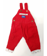 Oshosh B&#39;Gosh Vestbak Vintage Baby 6/9 Mos. Red Corduroy Holiday Bib Ove... - £18.86 GBP