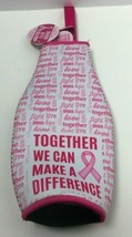 Novelty Breast Cancer Pink &quot;Together..&quot; Neoprene Bottle Insulator+Bottle Opener - £9.43 GBP