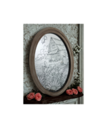 Rustic Laser Etched Mirror Art –Handcrafted Oval Frame Cabin and Sunflow... - $27.00