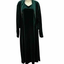 Vintage Coldwater Creek Green Velvet Maxi Dress Size 1X Embellished Jacket  - £63.26 GBP