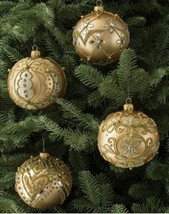 Gold And Silver Glass Christmas Tree Ornaments Set 4PC Handcrafted Poland - £151.77 GBP