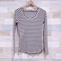 Michael Stars Raglan Sleeve Waffle Knit Shirt Gray Beige Stripe Womens One Size - $19.79