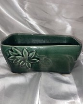 Vintage Unmarked Green Pottery Planter with Embossed Daisy - $6.93