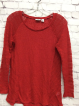 Cato Womens Blouse Red Long Sleeve Scoop Neck Stretch Crochet Knitted Top S - £11.84 GBP