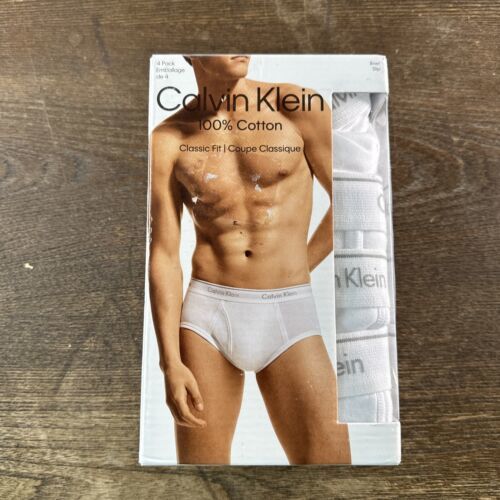 Primary image for Men 4-Pack Calvin Klein 100% Cotton Briefs Classic Fit CK Underwear Size 2XL XXL